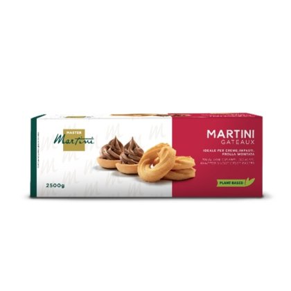 Κουτί Master Martini Gateaux, 2500g, φυτική τραγανή ζύμη με τάρτες σοκολάτας και δαχτυλίδια ζύμης.