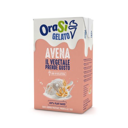 Χάρτινη συσκευασία Tetra Pak OraSì Gelato Avena, ροδακινί βάση βρώμης 100% φυτικής προέλευσης για παγωτό.
